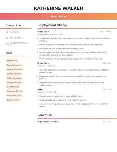 Bread Baker Resume