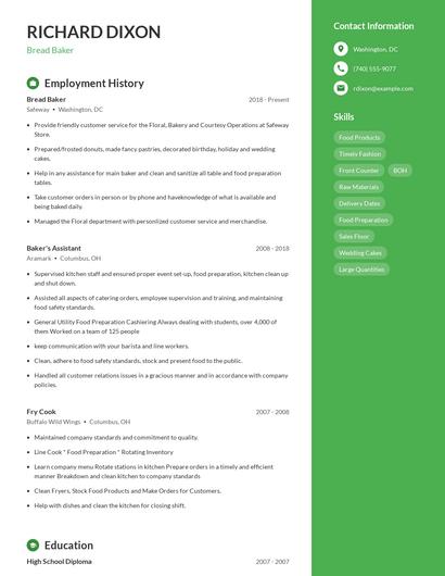 Bread Baker Resume