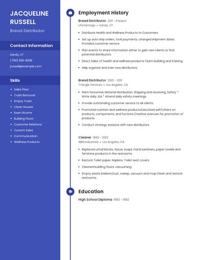 Bread Distributor Resume
