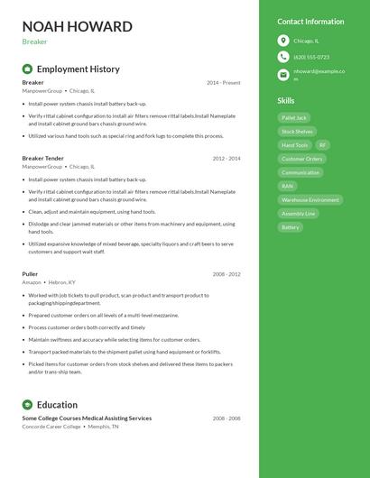 Breaker Resume