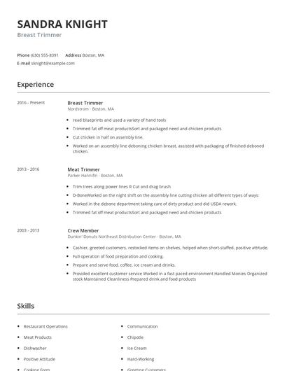 Breast Trimmer Resume