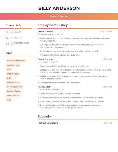 Breast Trimmer Resume