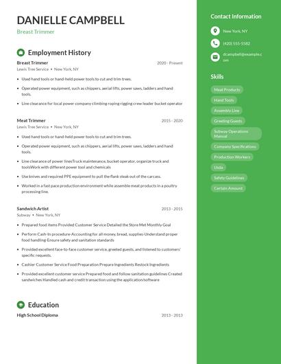 Breast Trimmer Resume
