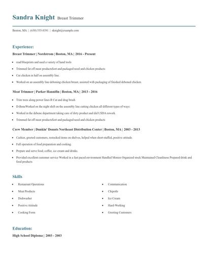 Breast Trimmer Resume
