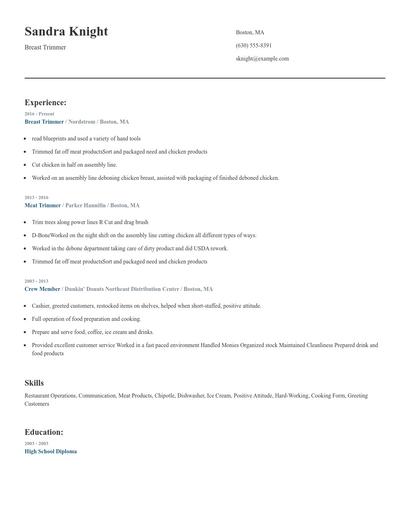 Breast Trimmer Resume