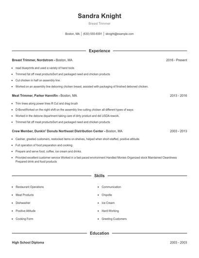 Breast Trimmer Resume