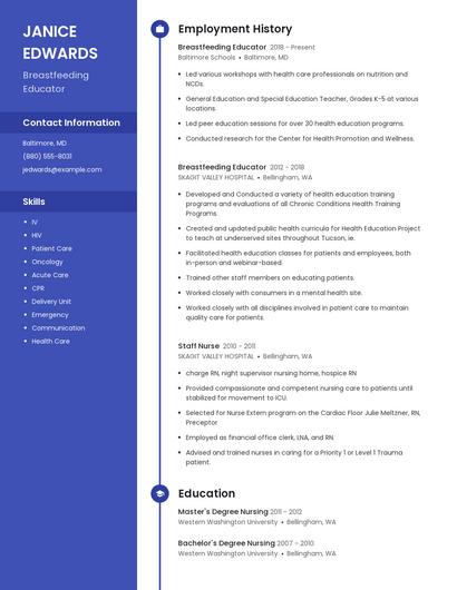 Breastfeeding Educator Resume