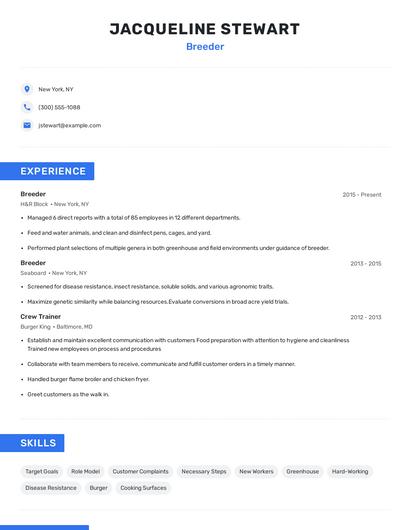Breeder Resume
