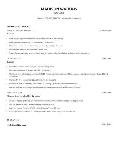 Brewer Resume