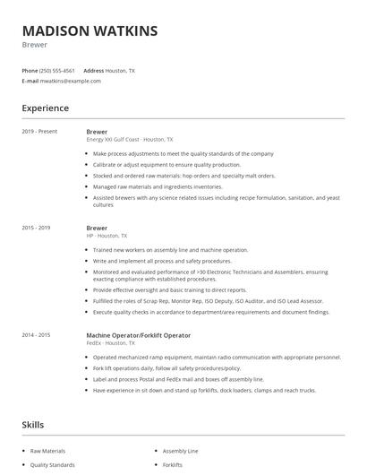 Brewer Resume