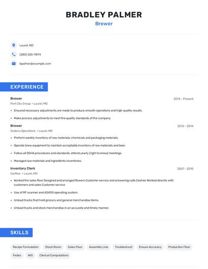 Brewer Resume