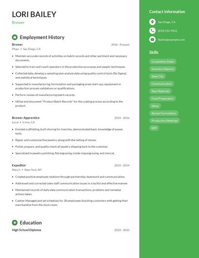 Brewer Resume