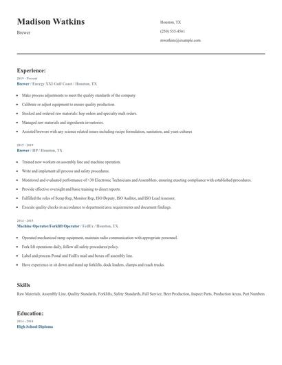 Brewer Resume