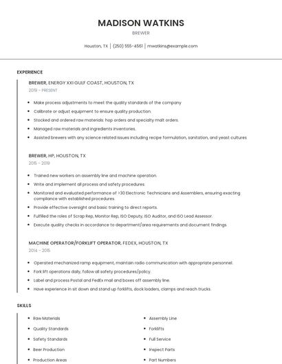 Brewer Resume