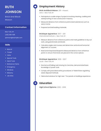 Brick And Block Mason Resume