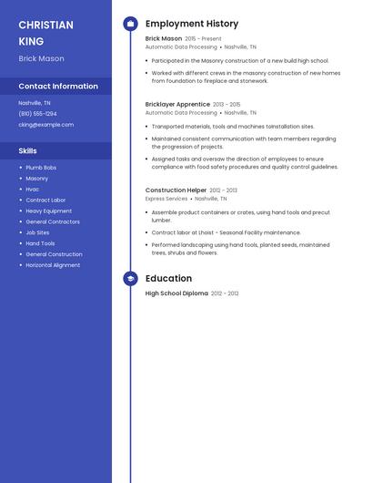 Brick Mason Resume