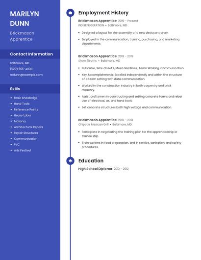 Brickmason Apprentice Resume