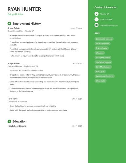 Bridge Builder Resume