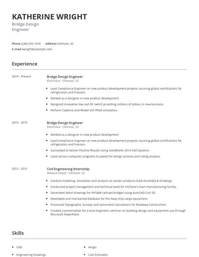 Bridge Design Engineer Resume