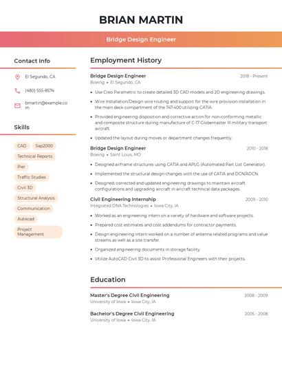 Bridge Design Engineer Resume