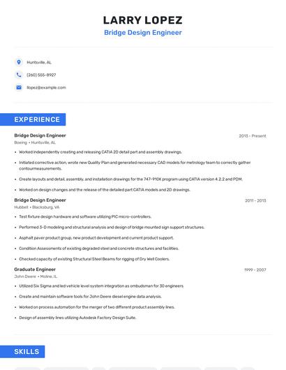 Bridge Design Engineer Resume