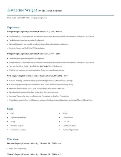 Bridge Design Engineer Resume