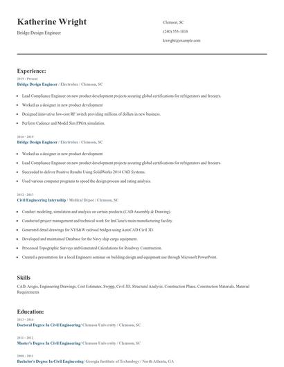 Bridge Design Engineer Resume