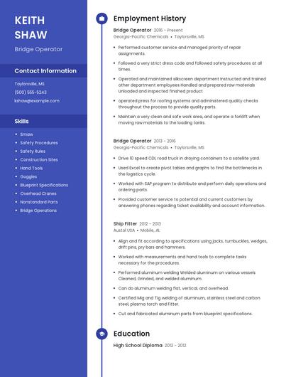 Bridge Operator Resume