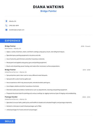 Bridge Painter Resume