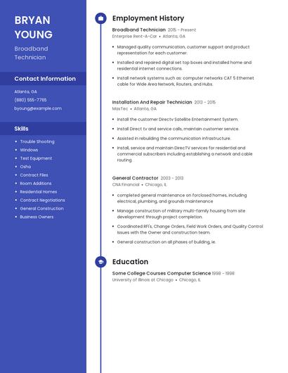 Broadband Technician Resume