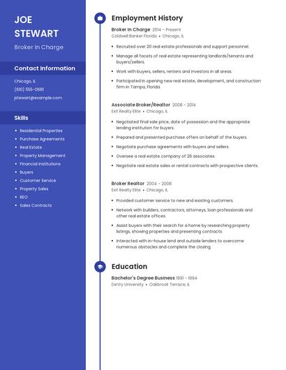 Broker In Charge Resume