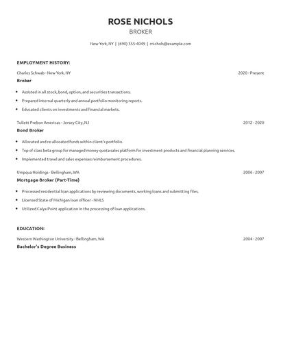 Broker Resume