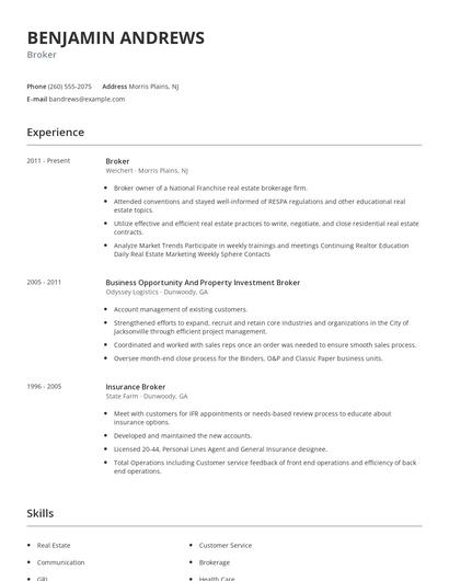 Broker Resume