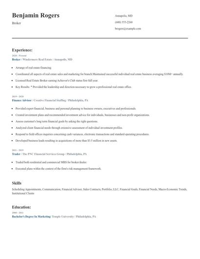 Broker Resume