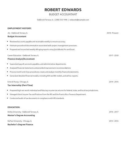 Budget Accountant Resume
