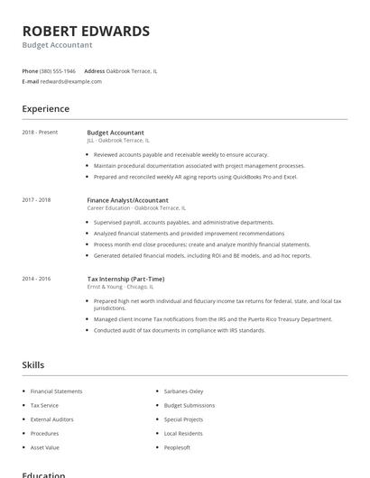Budget Accountant Resume
