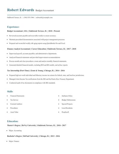 Budget Accountant Resume