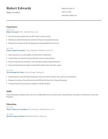 Budget Accountant Resume