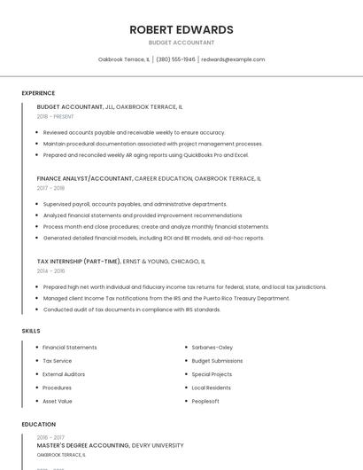 Budget Accountant Resume