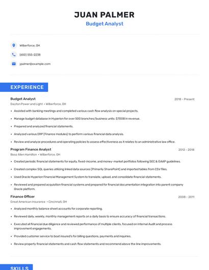 Budget Analyst Resume