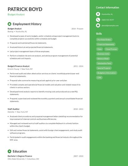 Budget Analyst Resume