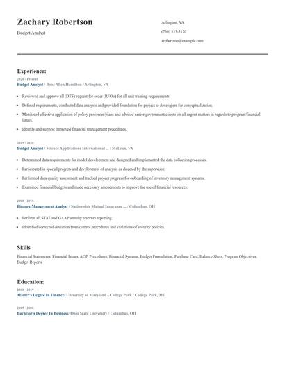 Budget Analyst Resume