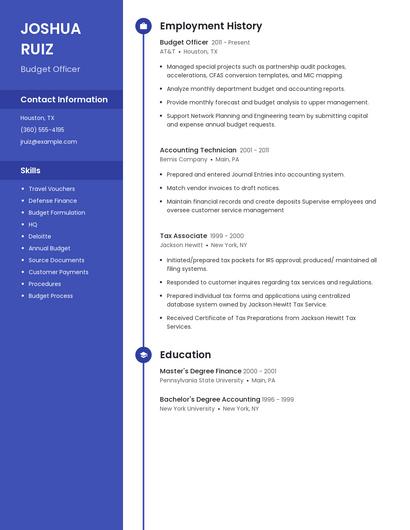 Budget Officer Resume