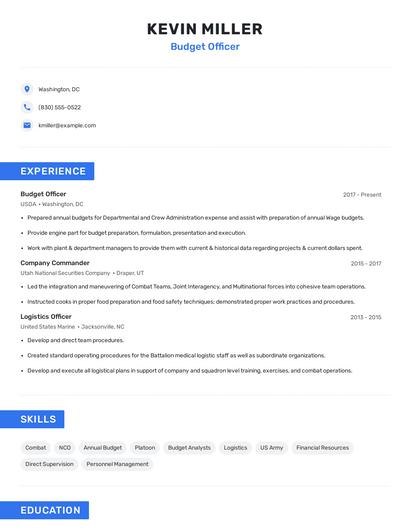 Budget Officer Resume