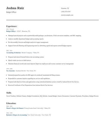 Budget Officer Resume
