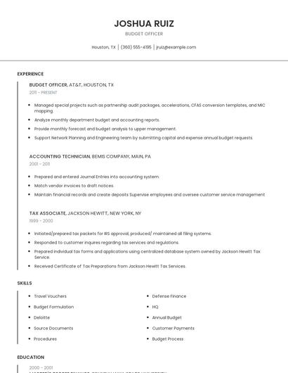 Budget Officer Resume