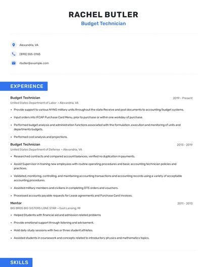Budget Technician Resume