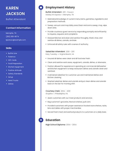 Buffet Attendant Resume
