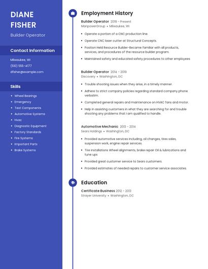 Builder Operator Resume