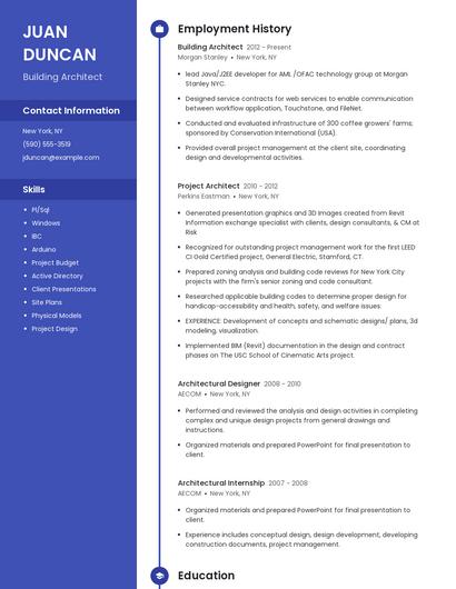 Building Architect Resume